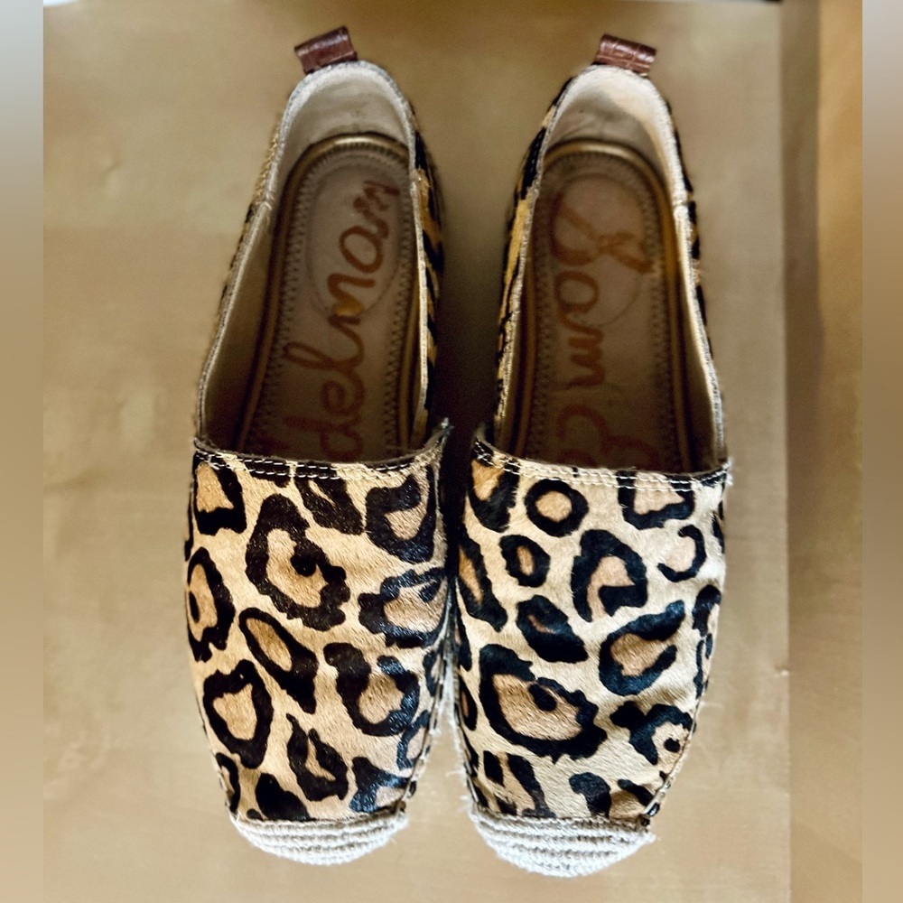 Sam Edelman Khloe genuine calf hair leopard print espadrille flats size 6.5 - Picture 5 of 9